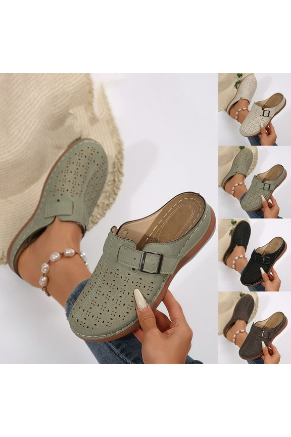 Women Sandals Mules Slip On Hollow Out Closed Toe Platform Clogs Slippers Wedge Heels Footwear Dressy Walking Slide Black,41