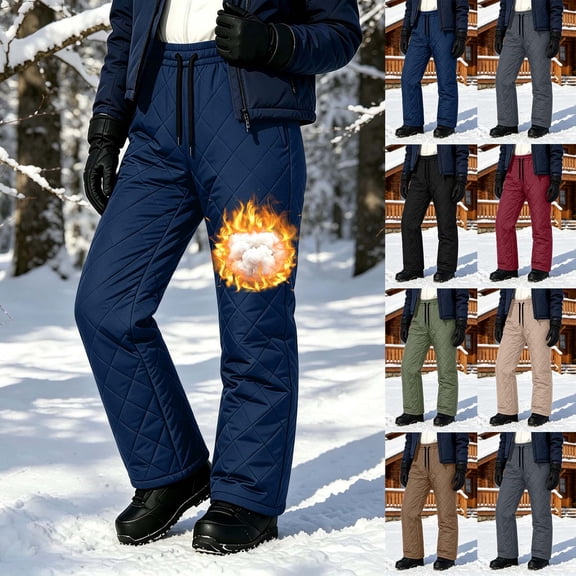 LangJing Women's Insulated Snow Pants Windproof Winter Warm Puffer Down Pants Padded Outdoor Hiking Skiing Camping Trousers