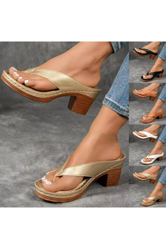 Women's Orthopedic Sandals, Flip Flops With Arch Support, Summer Casual Wedge Sandal Shoes Platform Travel Slippers Black,36