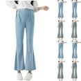 thumbnail image 1 of LangJing Women's Stretch Maternity Bootcut Jeans with Drawstring Over The Belly Bell Bottoms Flare Denim Pants Pregnancy Work Pants, 1 of 8