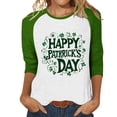 thumbnail image 1 of LangJing Womens 3/4 Sleeve Crew Neck T-Shirts 2026 St. Patrick’s Day Spring Shirts Raglan Sleeve Green Lucky Clover Shamrock Graphic Tee Basic Pullover, 1 of 5