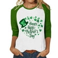 thumbnail image 1 of LangJing Womens 3/4 Sleeve Crew Neck T-Shirts 2026 St. Patrick’s Day Spring Shirts Raglan Sleeve Green Lucky Clover Shamrock Graphic Tee Basic Pullover, 1 of 5