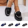thumbnail image 1 of LangJing Womens Loafers Shoes Platform Chunky Penny Loafer Lug Sole Comfortable Slip On Work Office Business Casual Dress Shoes Blue,43, 1 of 7