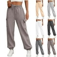 thumbnail image 1 of LangJing Womens Wide Leg Sweatpants Baggy Y2K Cargo Pants Drawstring Waist Lounge Joggers Trendy Sweat Pants with Pockets Khaki,XXXL, 1 of 6
