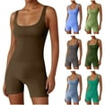 thumbnail image 1 of LangJing Workout Rompers for Women One Piece Tummy Control Sleeveless Ribbed Jumpsuits Seamless Gym Yoga Romper Light Blue,S, 1 of 6