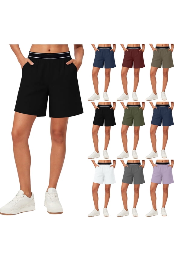 Yoga Shorts for Women Dressy 2026 Summer Casual Wide Leg Shorts Elastic High Waisted Business Work Short with Pockets Army Green,S