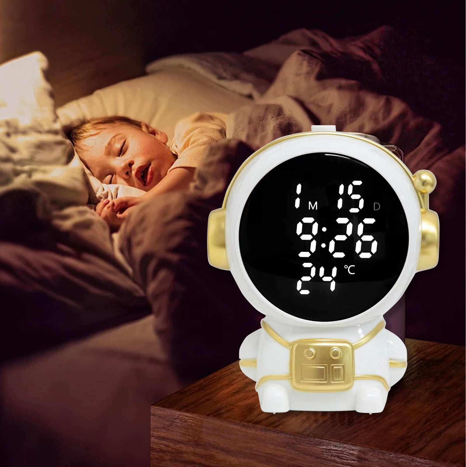 LangPing Alarm Clocks With Large Numbers Astronaut Cub Electronic Alarm
