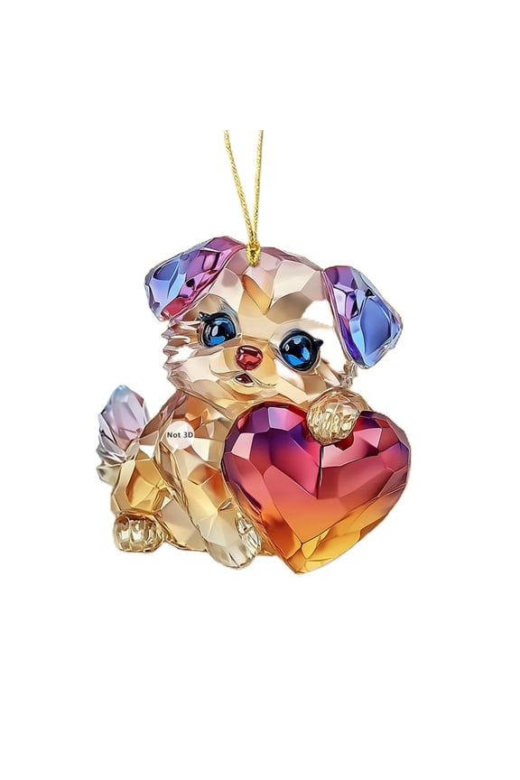 LangPing Valentine’s Day Dog Acrylic Keychain, Cute Puppy Backpack Pendant, Car Rearview Mirror Charm, Love-Themed Decorative Gift for Pet Lovers Flash and