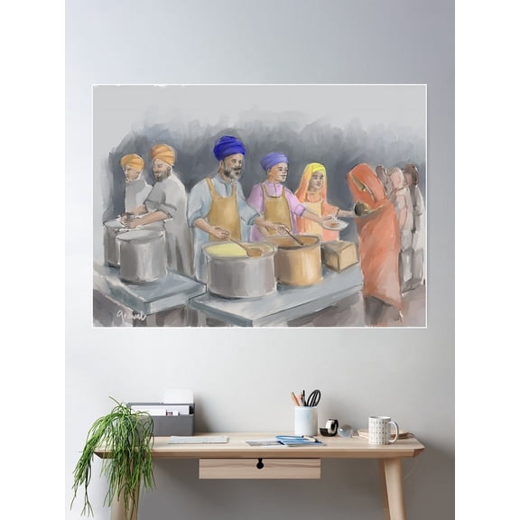 Langar Community Kitchen Poster Wall Art, Modern Wall Decor For Living Room Bedroom, 8x12 UNFRAMED