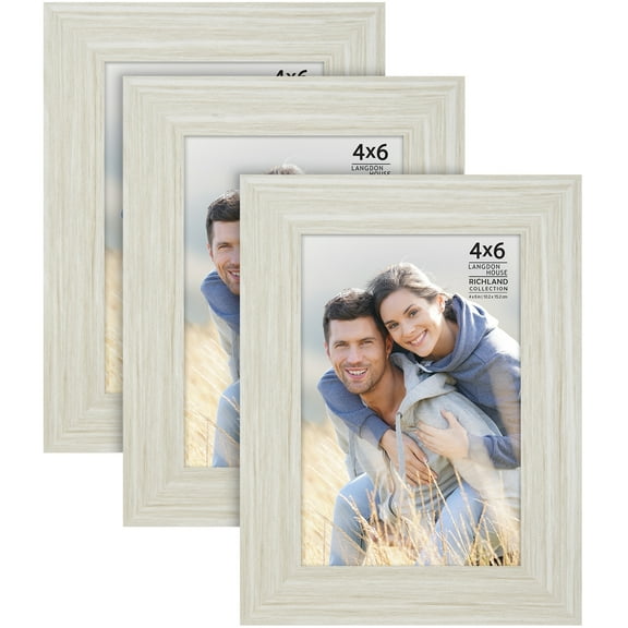 Langdon House 4x6 Almond White Picture Frames, Contemporary Style, 3 Pack, Richland Collection (US Company)