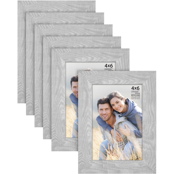 Langdon House 4x6 Ash Gray Picture Frames, Contemporary Style, 6 Pack, Richland Collection (US Company)