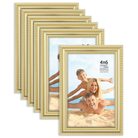 Langdon House 4x6 Gold Picture Frames, 6 Pack, Prosperity Tabletop Frames