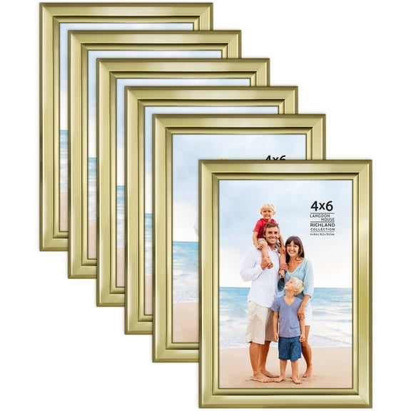 Langdon House 4x6 Gold Picture Frames, Modern Contemporary Style, 6 Pack, Richland Collection (US Company)