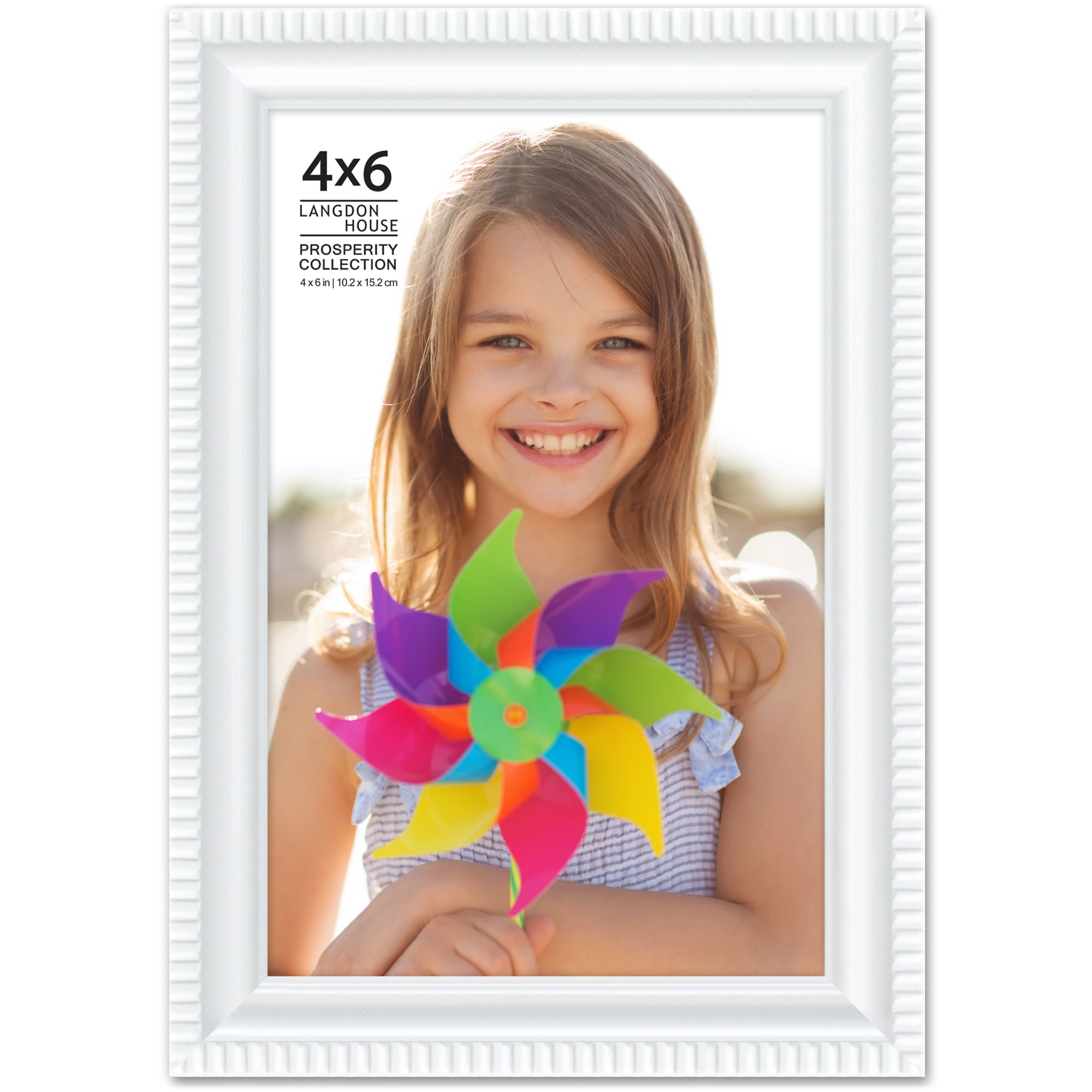 Langdon House 4x6 White Picture Frame, Shabbychic Style, Prosperity