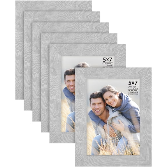 Langdon House 5x7 Ash Gray Picture Frames, Contemporary Style, 6 Pack, Richland Collection (US Company)