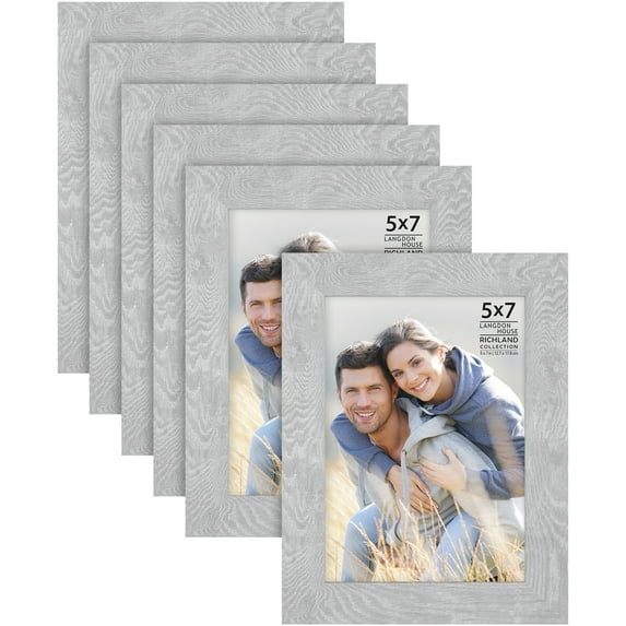 Langdon House 5x7 Ash Gray Picture Frames, Contemporary Style, 6 Pack, Richland Collection (US Company)
