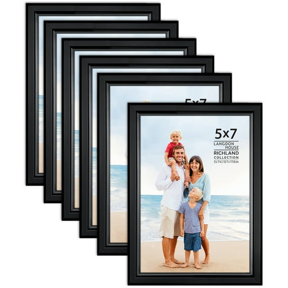 Langdon House 5x7 Black Picture Frames, Modern Contemporary Style, 6 Pack, Richland Collection (US Company)