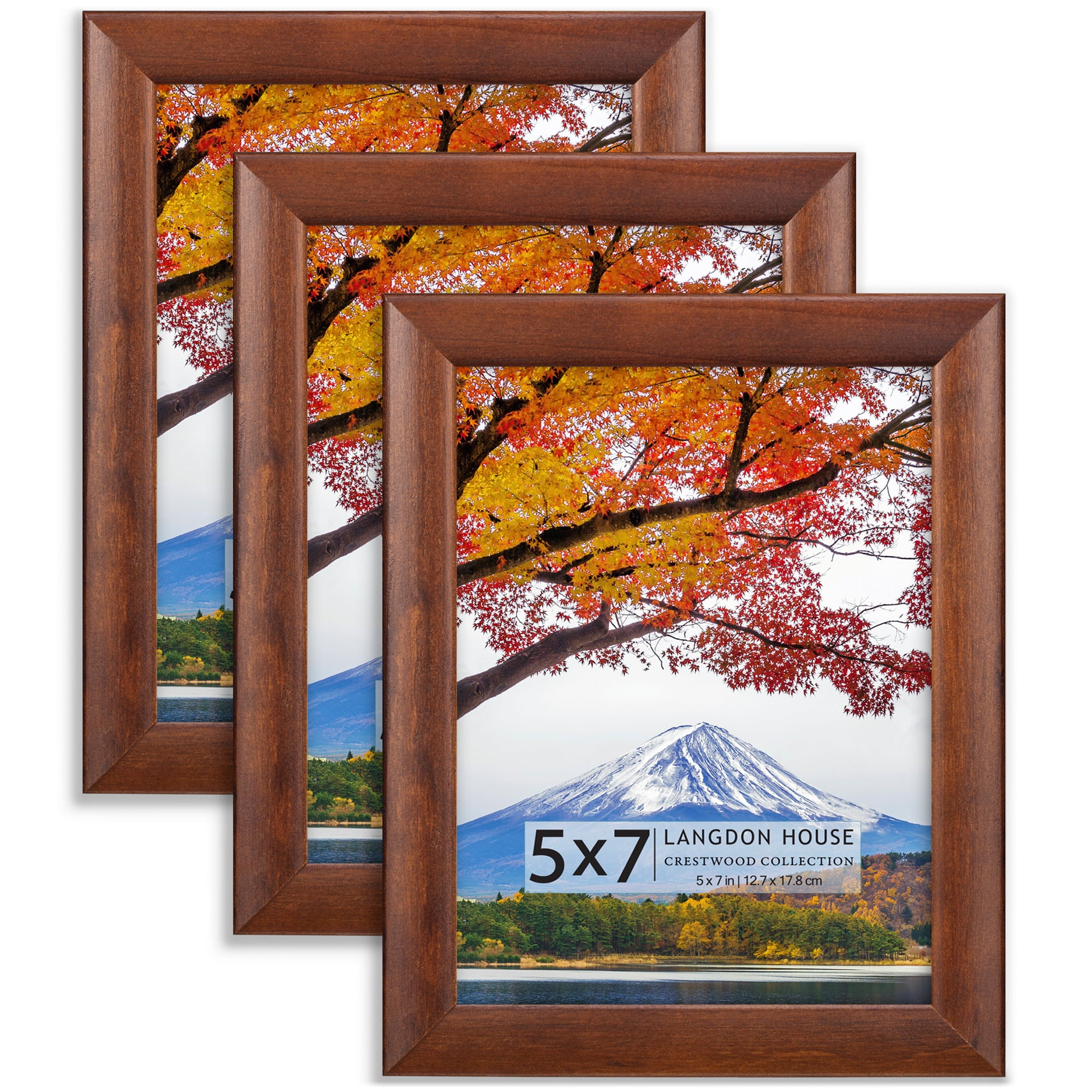 Langdon House 4x6 Picture Frames (Almond White, 3 Pack) Wood Grain Style, Wall Mount or Table Top, Richland Collection