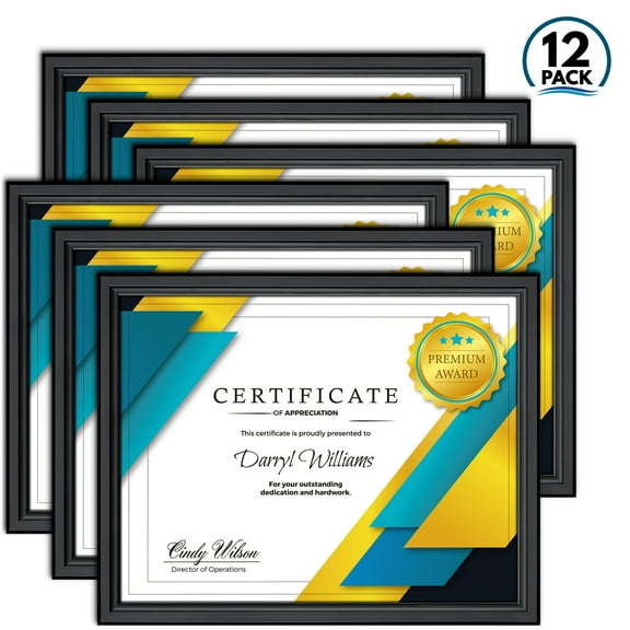 Langdon House 8.5x11 Black Certificate Frames, Modern Contemporary Style, 12 Pack, Richland Collection (US Company)