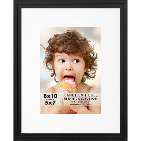 Langdon House 8x10 Black Picture Frame W/ Mat, 1 PK, Estate Tabletop Picture Frames