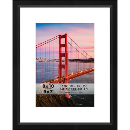 Langdon House 8x10 Black Picture Frame W/ Mat, 1 PK, Radiant Tabletop Frames