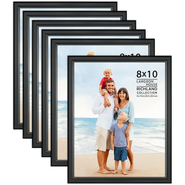 Langdon House 8x10 Black Picture Frames, 6 Pack, Richland Tabletop
