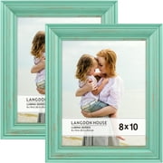 Langdon House 8x10 Eggshell Blue Real Wood Picture Frames with Gold Accents, 2 Pack, Lumina Collection (US Company)