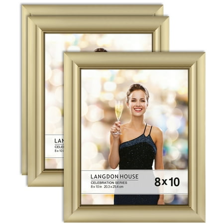 Langdon House 8x10 Gold Picture Frame, Glam Style, 3 Pack, Celebration Collection (US Company)