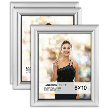 Langdon House 8x10 Silver Picture Frame, Glam Style, 3 Pack, Celebration Collection (US Company)