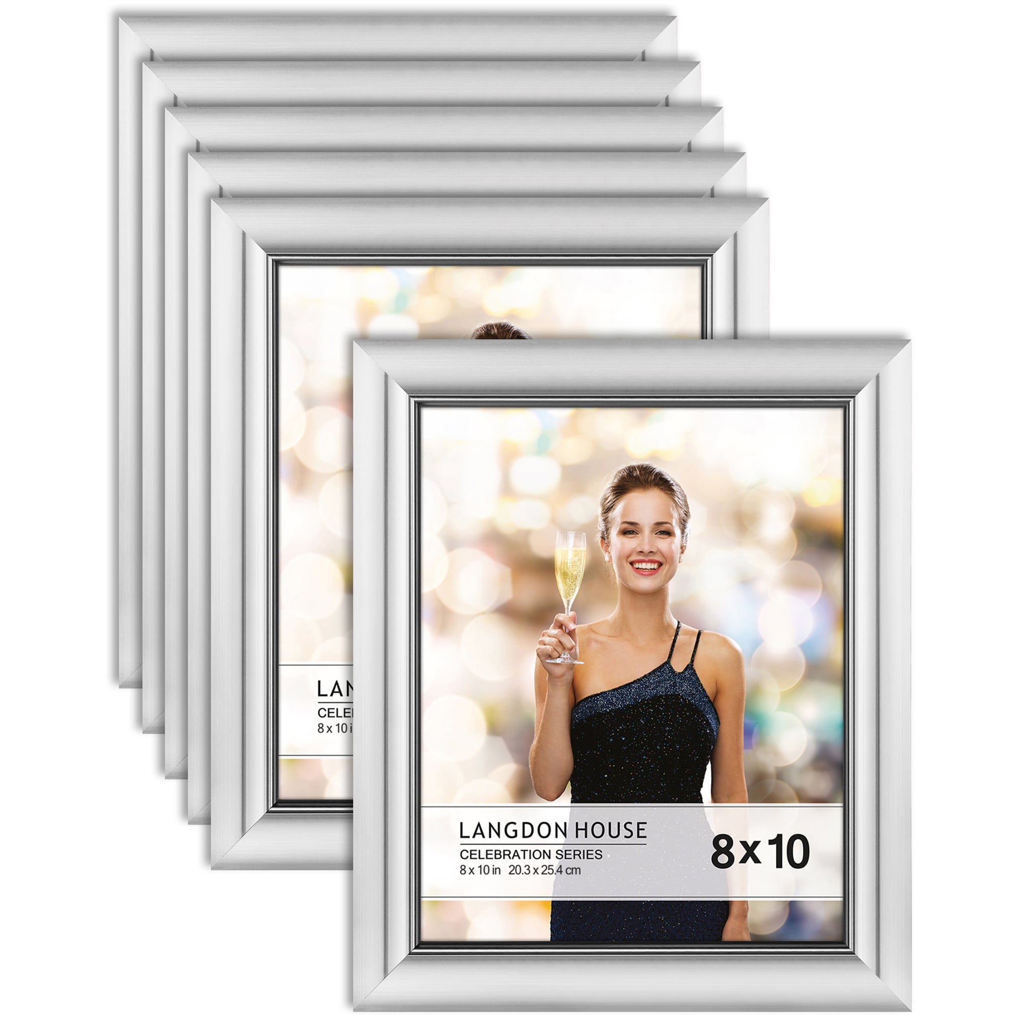 Langdon House 8x10 Silver Picture Frame, Glam Style, 6 Pack