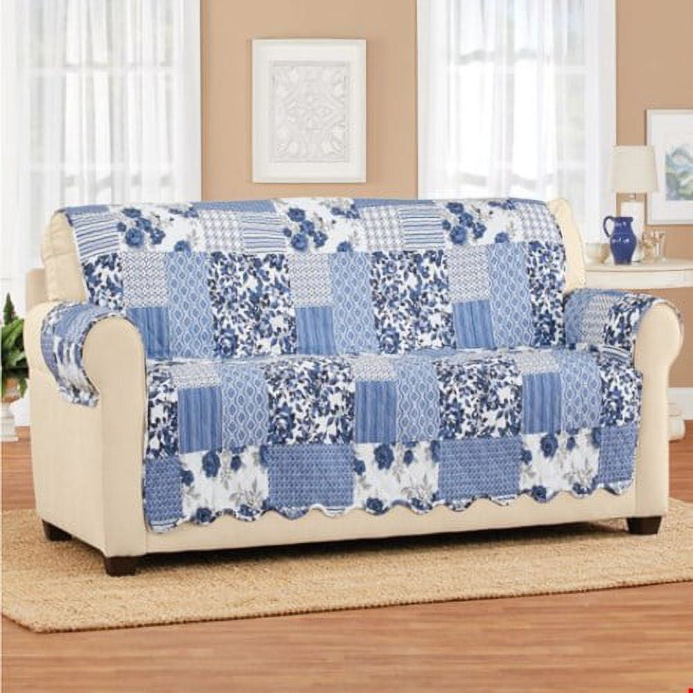 Langdon Quilted Patchwork Furniture ProtectorNavy