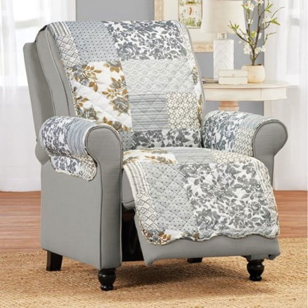 Great Bay Home Patchwork Scalloped Printed Recliner Protector - Taupe