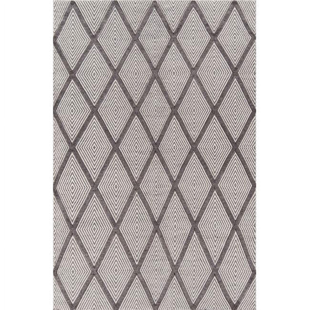 Charcoal Diamond Handwoven Wool Medium Area Rug 7'6" x 9'6"