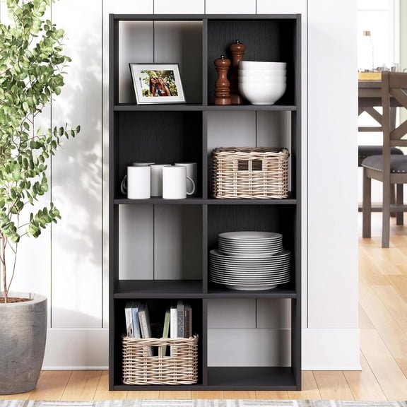 Langdrew 8 Cube Storage Organizer, Matte Black Finish, 23.74" W x 11." D x 47.05" H
