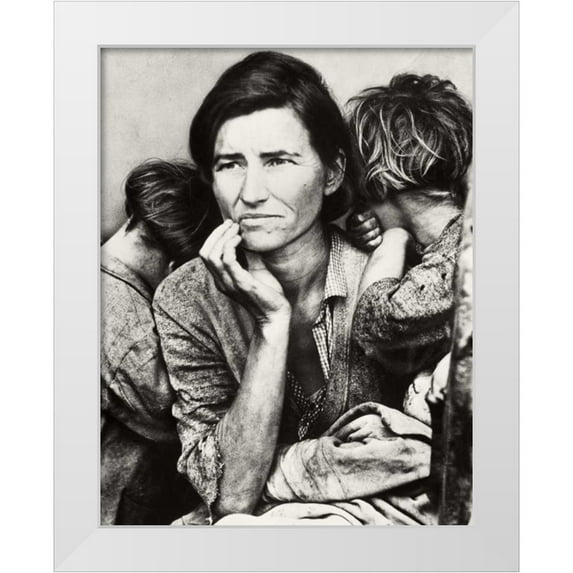 Lange, Dorothea 12x14 White Modern Wood Framed Museum Art Print Titled - Migrant Mother