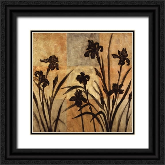 Lange, Erin 12x12 Black Ornate Wood Framed with Double Matting Museum Art Print Titled - Iris Silhouette II