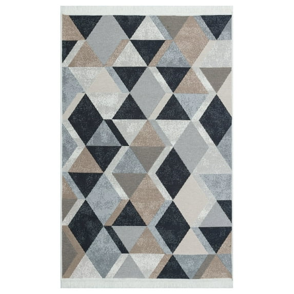Langenzersdorf Beige Geometric Cotton Area Rugs for Living Room Jacquard Textured Modern Rugs Soft Geometric Rug for Bedroom Washable Rug Non-Slip Bohemian Carpet Perfect for Dining Room Office Beige