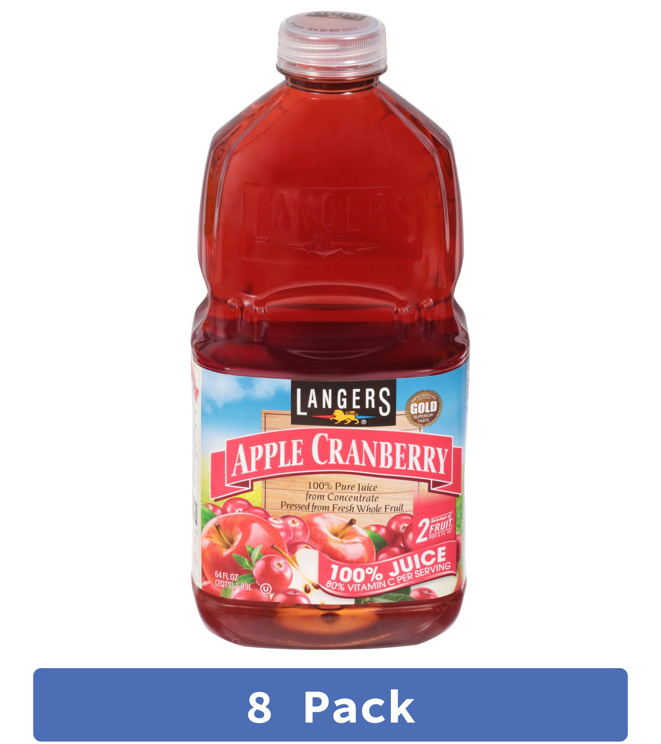 Langer's 100% Juice Apple Cranberry 64 fl oz (Pack Of 8)