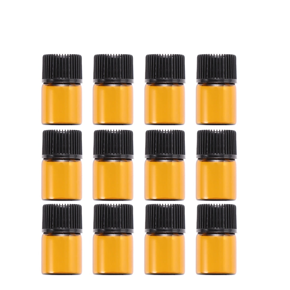 Langeriy 12PC 2ml Mini Glass Vial Bottles with Orifice Reducer and for Essential Oils Chemistry