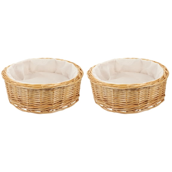 Langeriy 2pcs Multi-function Wicker Bread Basket Woven Snack Basket Portable Fruit Basket Woven Bread Basket