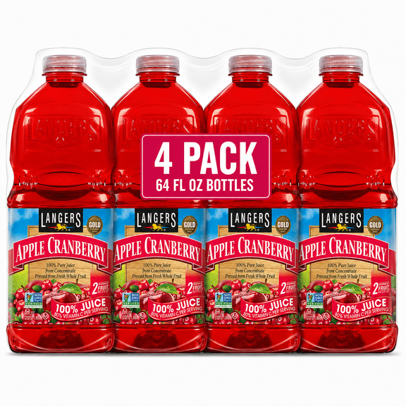 Langers Apple Cranberry Juice 64 Fl Oz Bottles 4 Pack