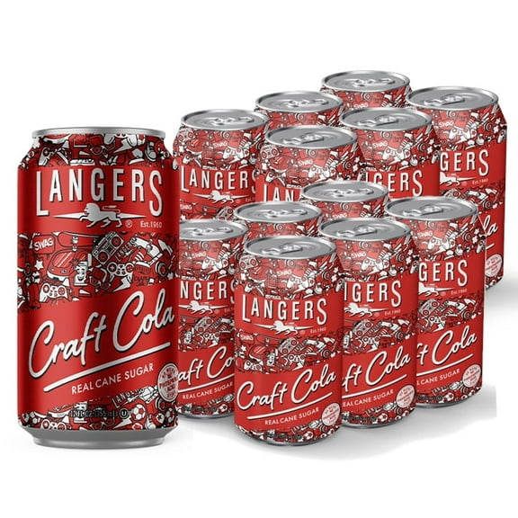 Langers Craft Cola with Real Cane Sugar, No Weird Stuff, 12 Fl Oz (Pack of 12) Naturally Sweetened, Real Ingredients, Really Good