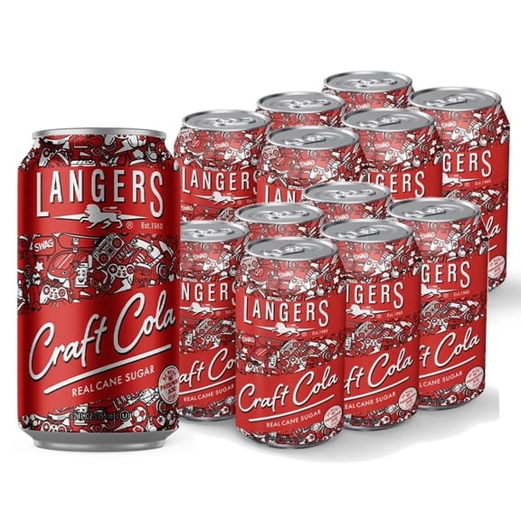 Langers Craft Cola with Real Cane Sugar, No Weird Stuff, 12 Fl Oz (Pack of 12) Naturally Sweetened, Real Ingredients, Really Good
