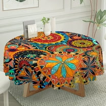 Langever 60x60 Inch Boho Tablecloth, Round, Stain-Resistant, Wrinkle-Free & Water-Repellent, Decorative Cover for Kitchen Dining Patio Indoor Outdoor Parties