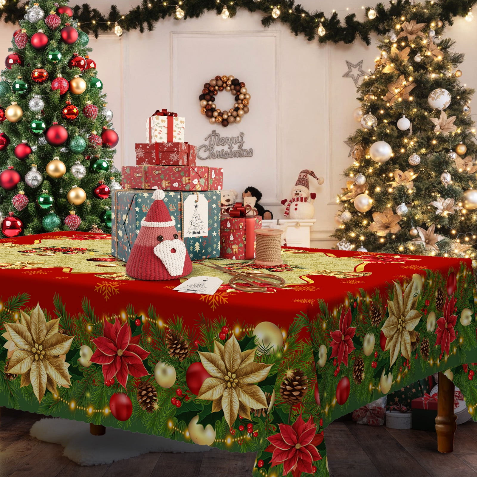 Plaid Holiday or Cookout Tablecloth, Rustic Rectangular 55