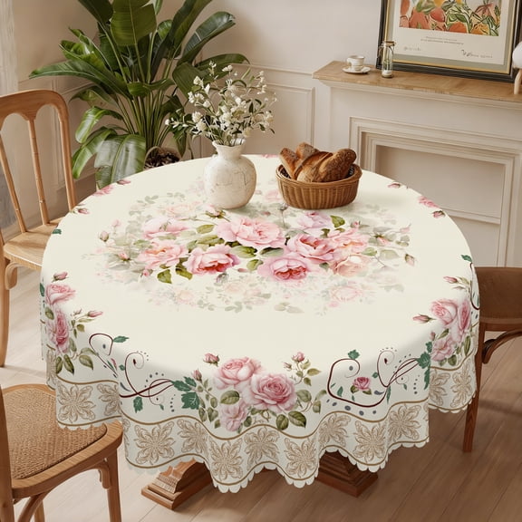 Langever Matte-Mist Floral Tablecloth - 60x60 Inch, Easy-Clean for Gentle Dining Areas, Calming Soft Tones