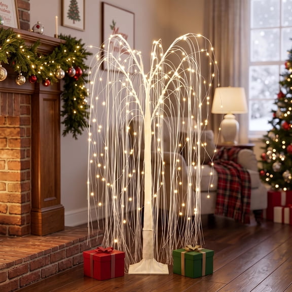 Langford Home 4-Ft Pre-Lit Willow Artificial Christmas Tree with Warm White LED Lights