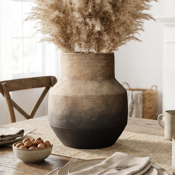 Langford Home Ceramic Flower Vase, 11.5" Rustic Terracotta Vases, Brown