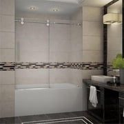 Langham 60 x 60 in. Completely Frameless Tub Sliding Door in Stainless Steel