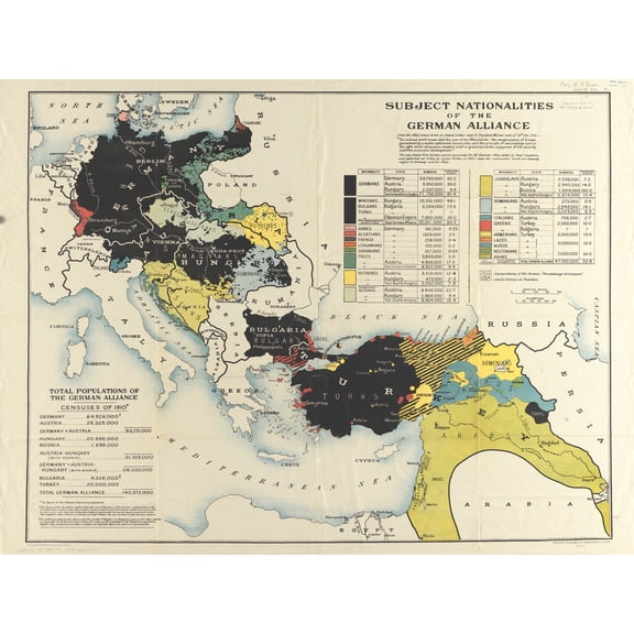 Langhans 1917 Map German Subject Allies Europe Extra Large XL Wall Art Poster Print